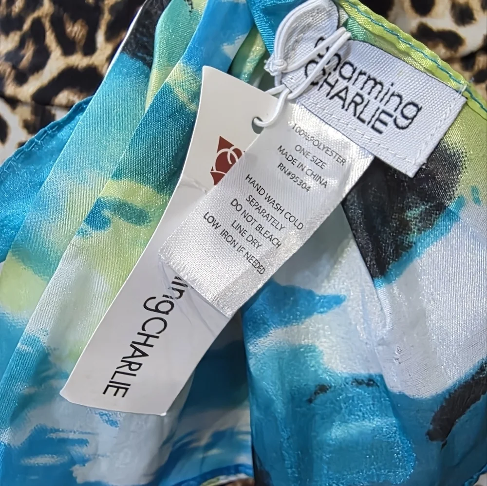 Charming Charlie Vibrant Blue and Green Scarf